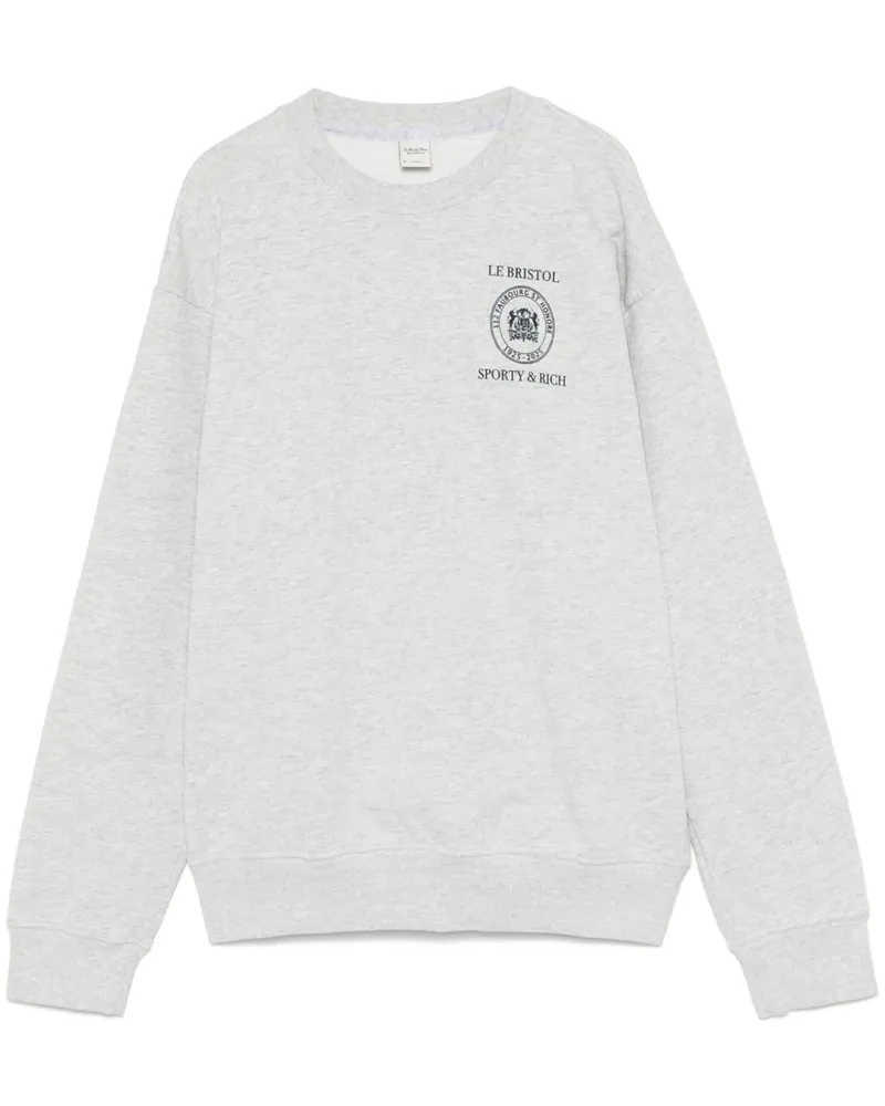 SPORTY & RICH x Le Bristol Paris Sweatshirt mit Wappen-Print - Grau Grau