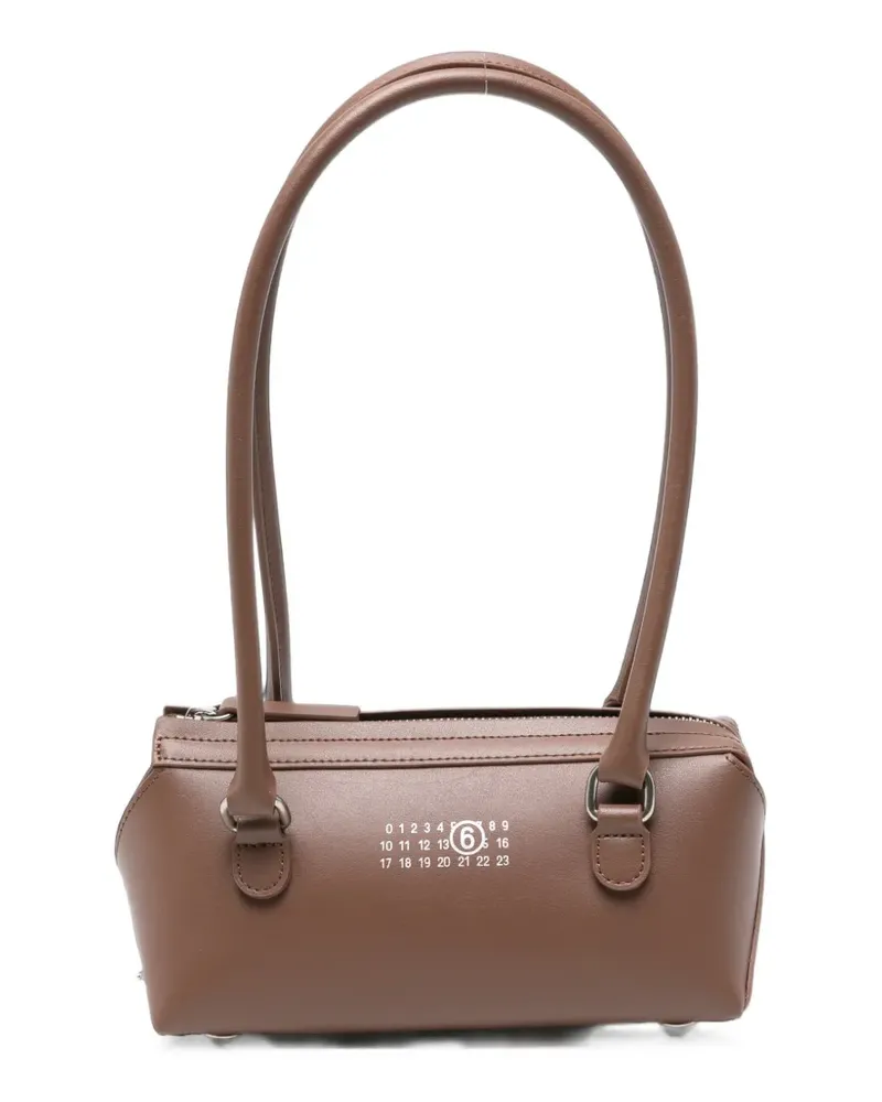 Maison Margiela mini Bauletto logo-print leather shoulder bag - Braun Braun