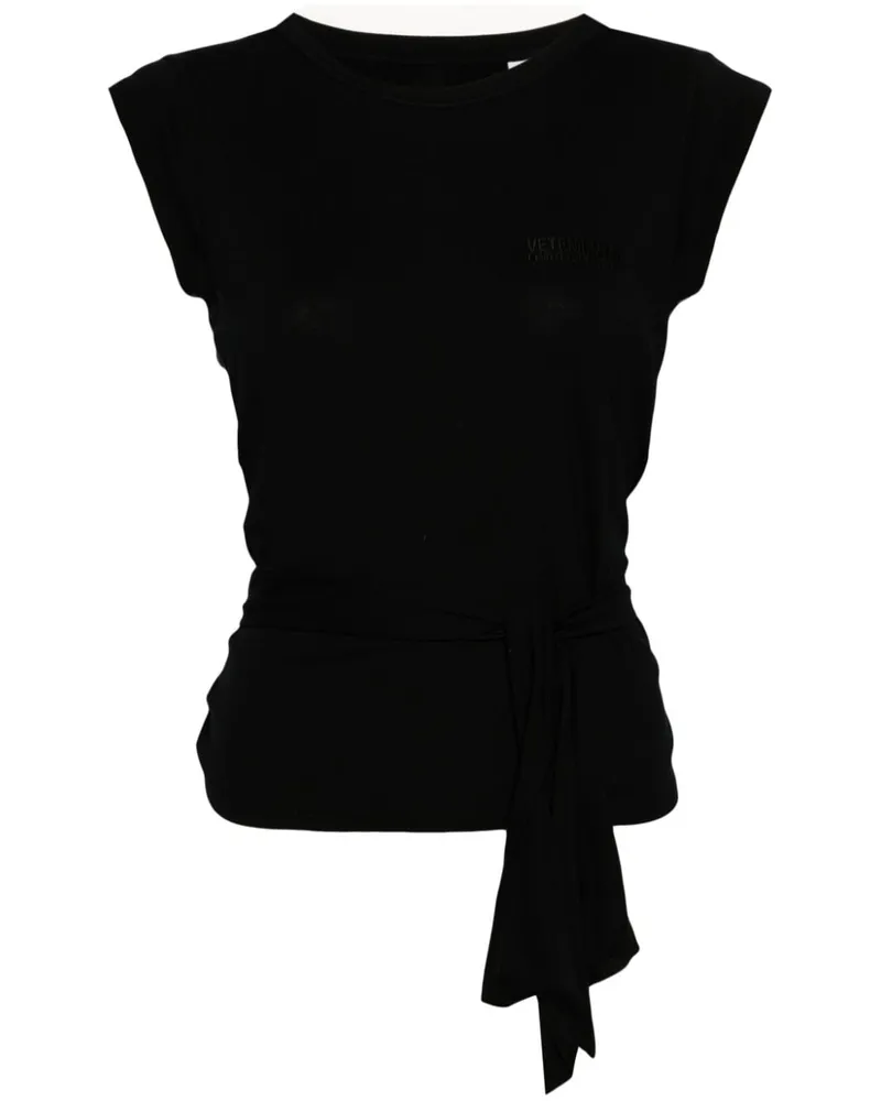 VETEMENTS strap-detail cap-sleeves T-shirt - Schwarz Schwarz
