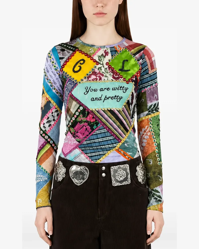 CHOPOVA LOWENA Witty beaded long-sleeve top - Blau Blau