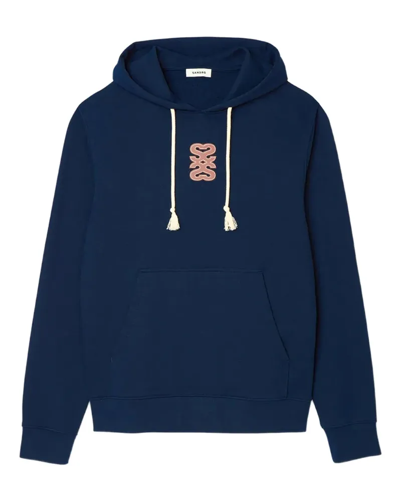 Sandro Hoodie mit Leder-Patch - Blau Blau