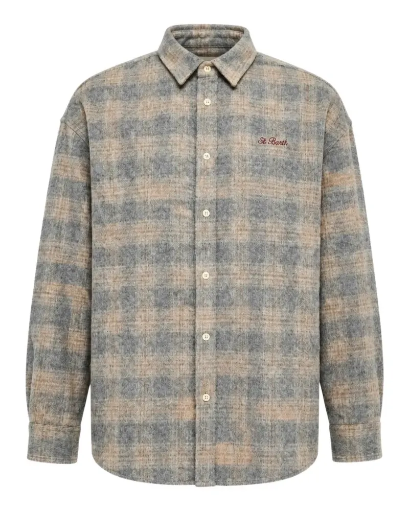 MC2 Saint Barth x Peanuts Lully wool-blend flannel shirt with Snoopy embroidery - Grau Grau