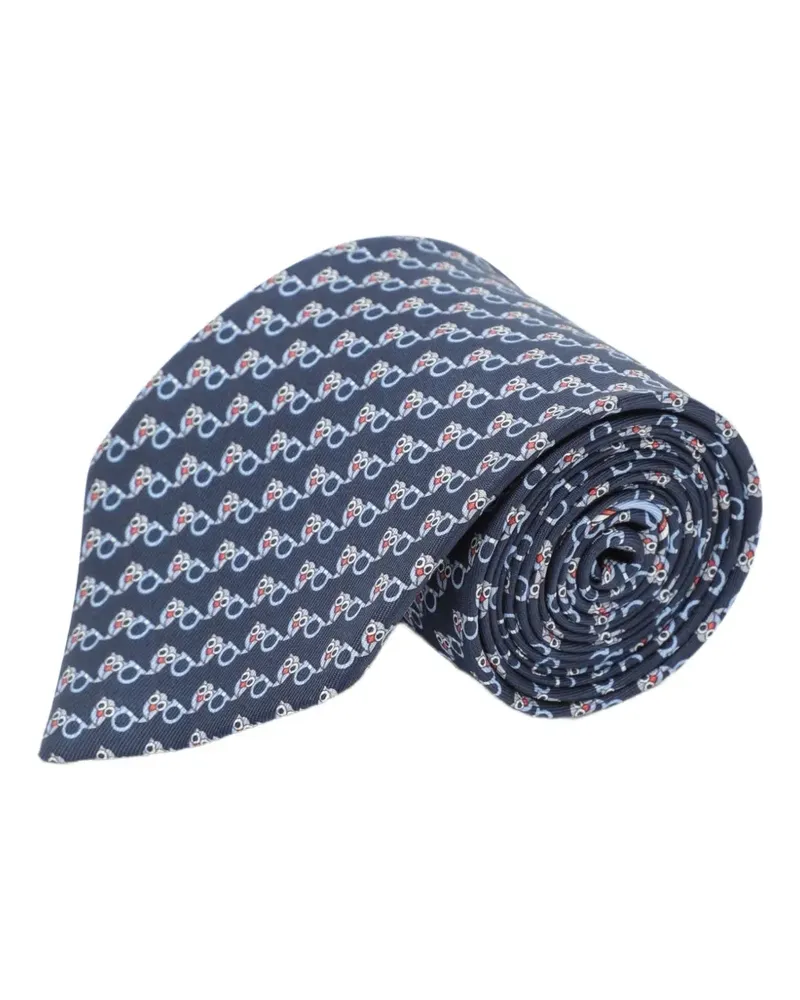 Ferragamo Krawatte mit Gancini-Print - Blau Blau