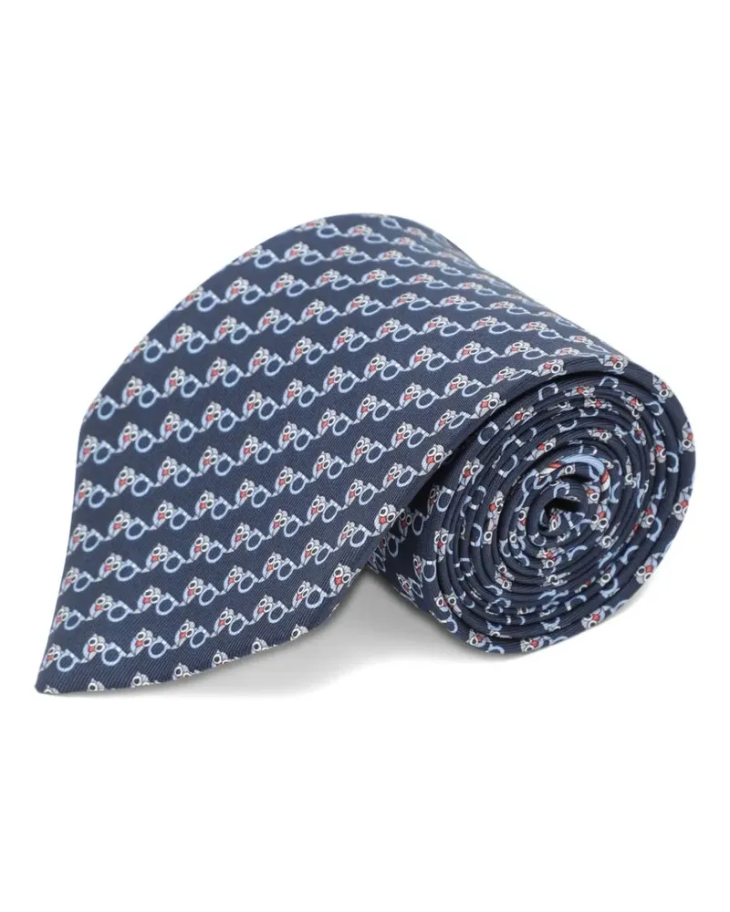Ferragamo Krawatte mit Gancini-Print - Blau Blau