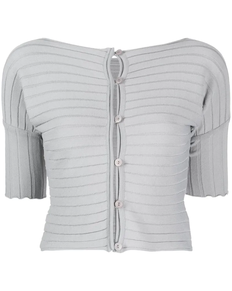 LOW CLASSIC ribbed buttoned fine-knitted top Grau