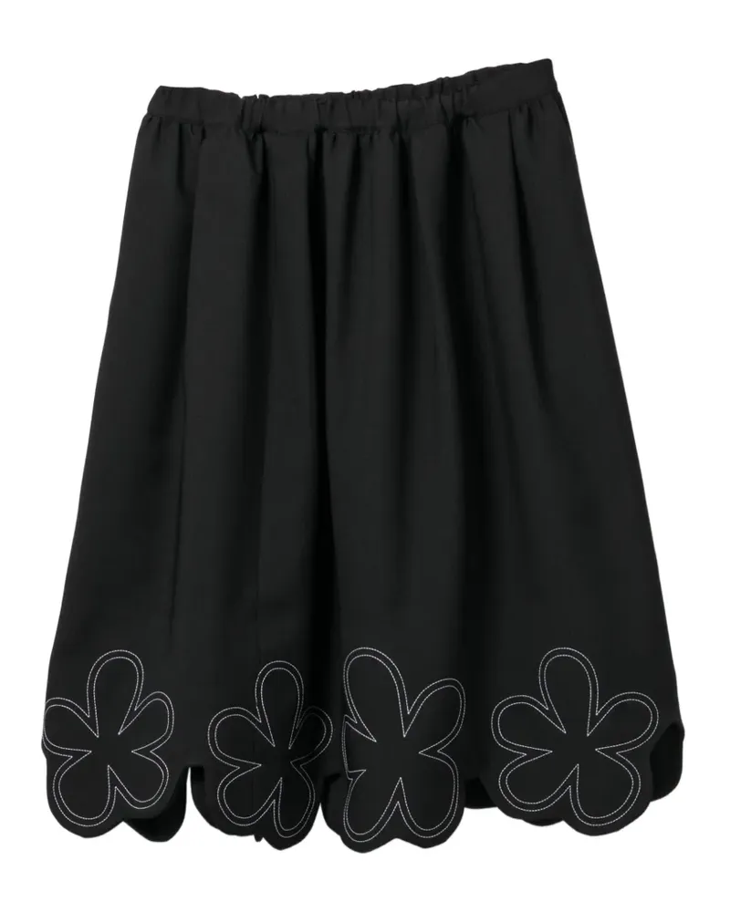 Comme des Garçons floral-embroidered midi skirt - Schwarz Schwarz