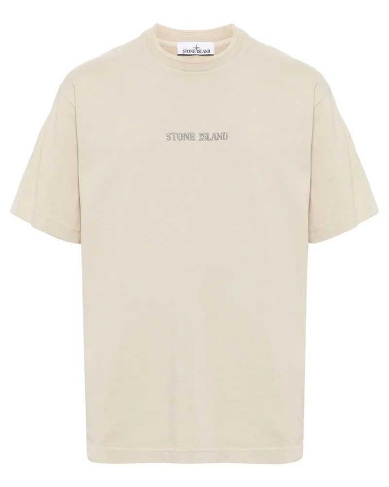 Stone Island T-Shirt mit Logo-Stickerei - Braun Braun
