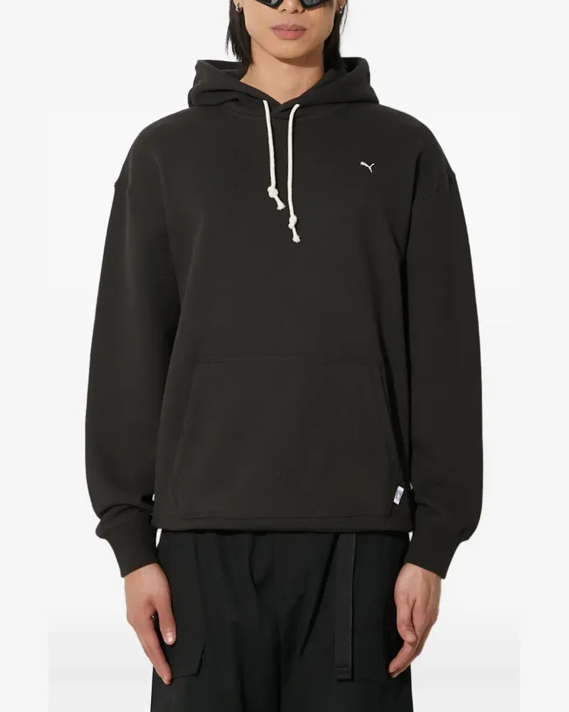 Puma logo-embroidery hoodie - Schwarz Schwarz