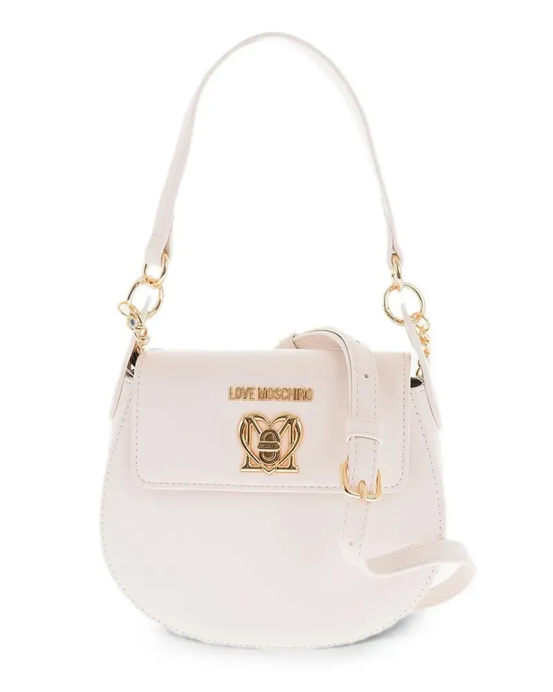 Moschino mini logo-plaque shoulder bag - Nude Nude