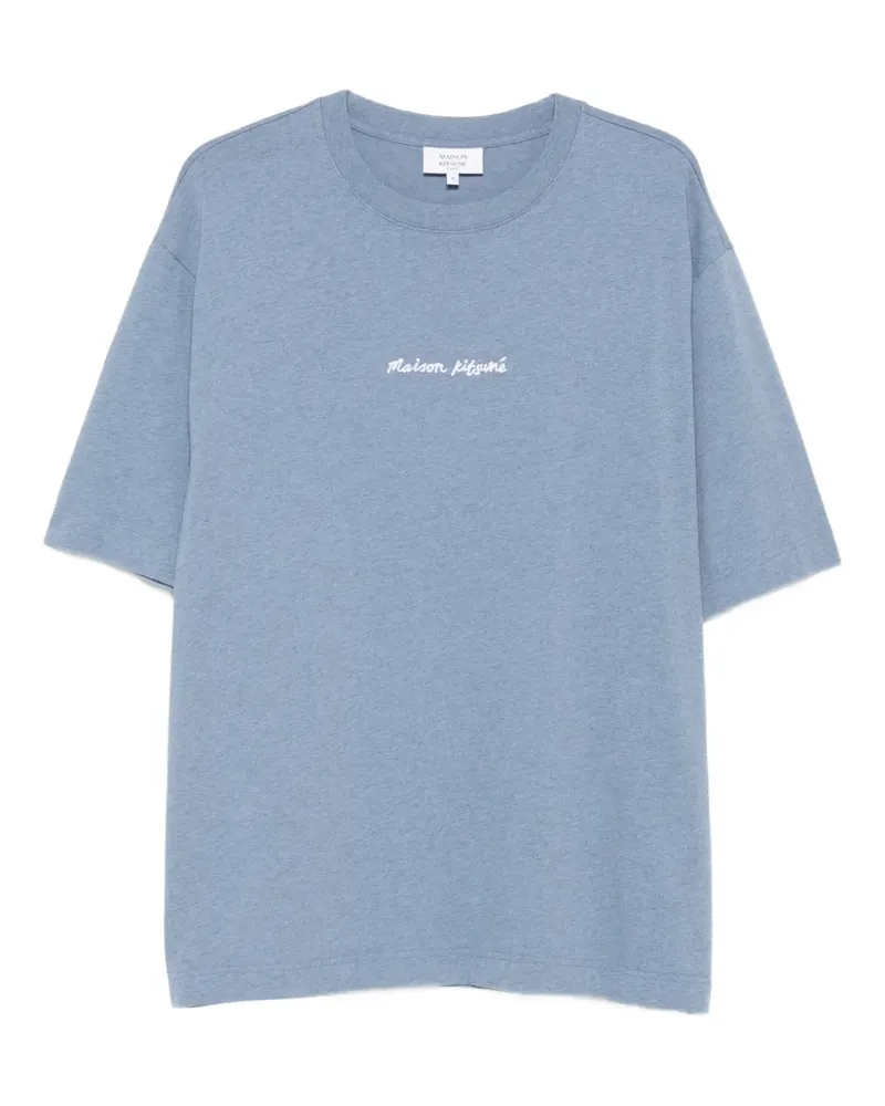 Kitsuné T-Shirt mit Logo-Stickerei - Blau Blau