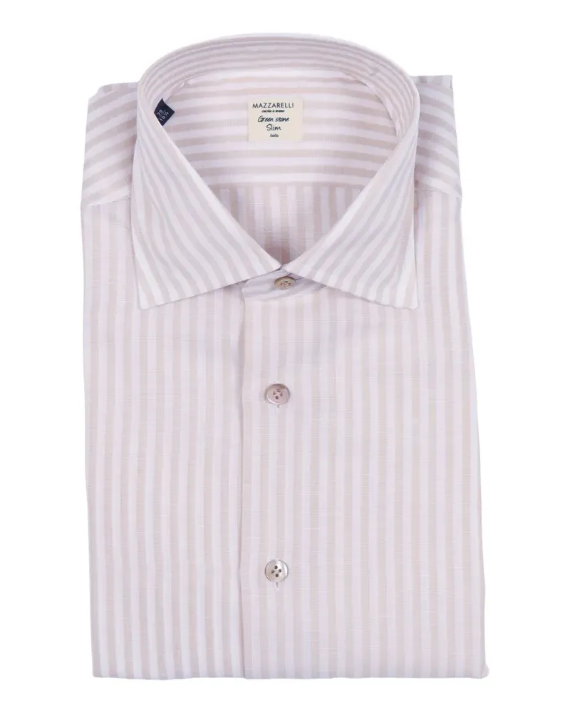 MAZZARELLI vertical-stripe slim-fit shirt - Nude Nude