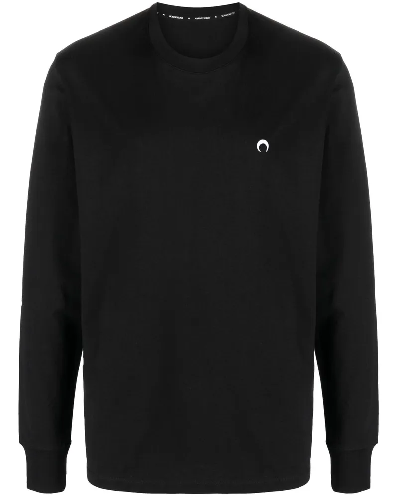 Marine Serre Sweatshirt mit Logo-Stickerei - Schwarz Schwarz