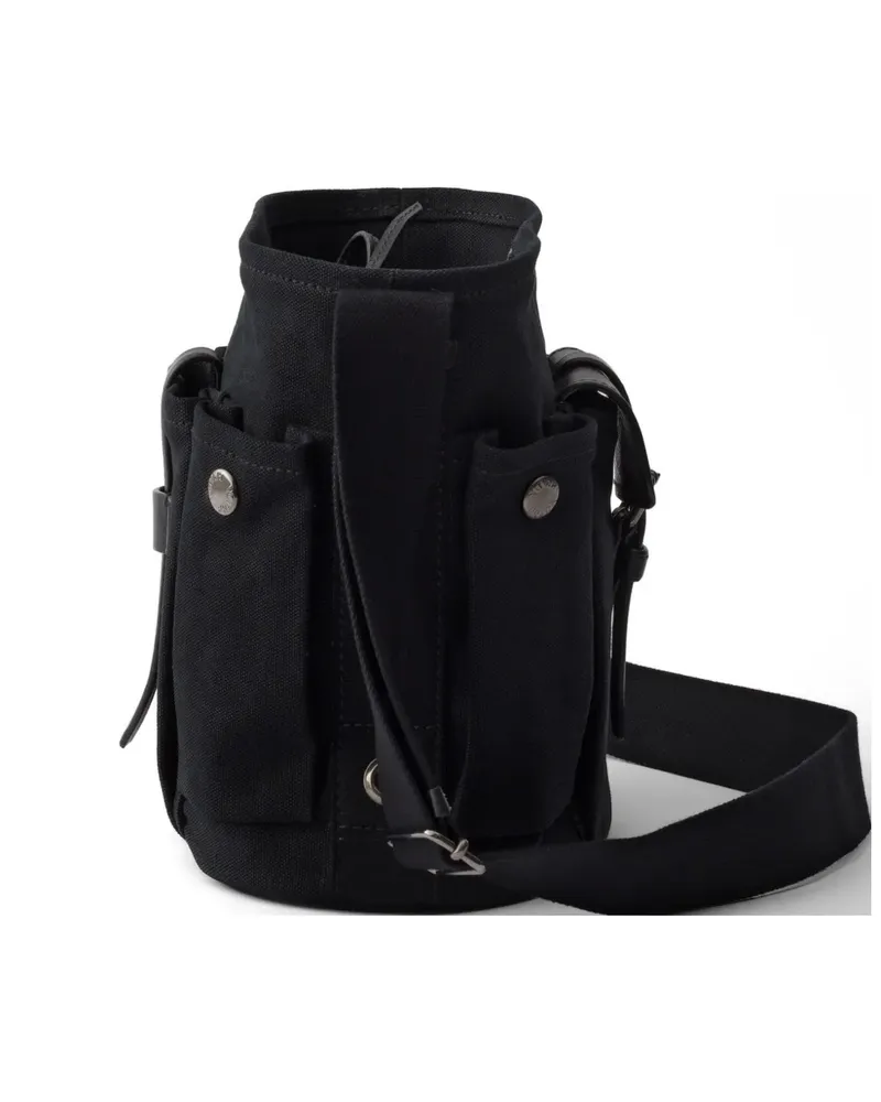 Prada Route mini canvas and leather bucket bag - Schwarz Schwarz