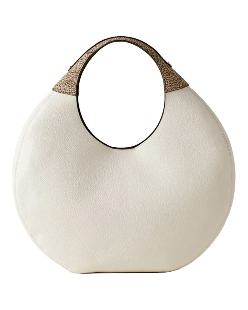 Borbonese large Full Moon pebbled leather tote bag - Weiß Weiß