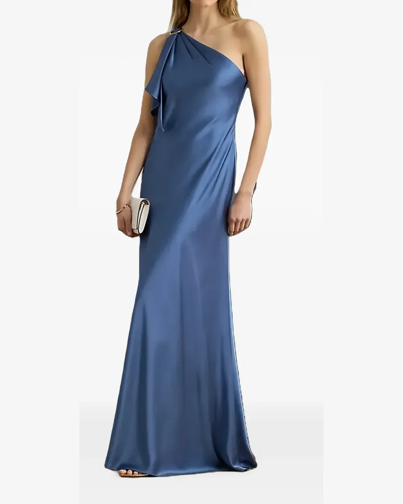Ralph Lauren Elzira ruffled one-shoulder gown - Blau Blau