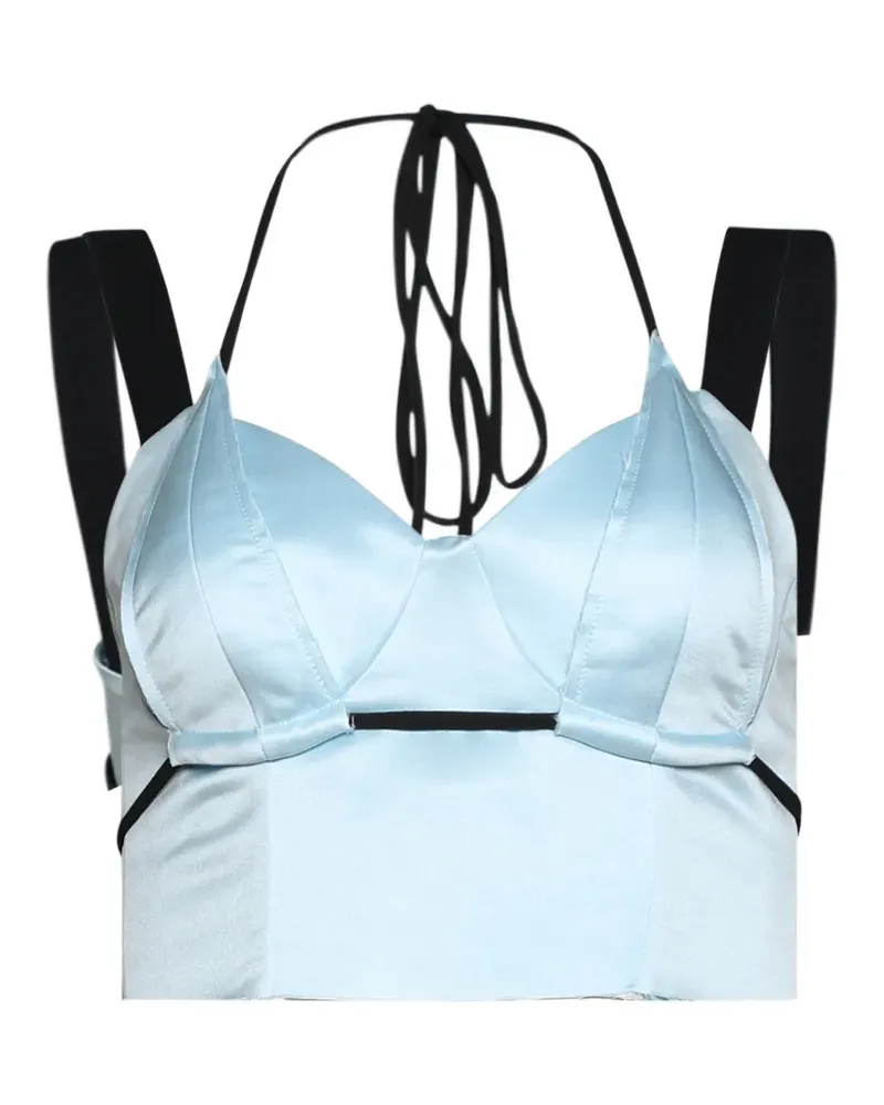 Natasha Zinko satin-finish panelled bra-top - Blau Blau