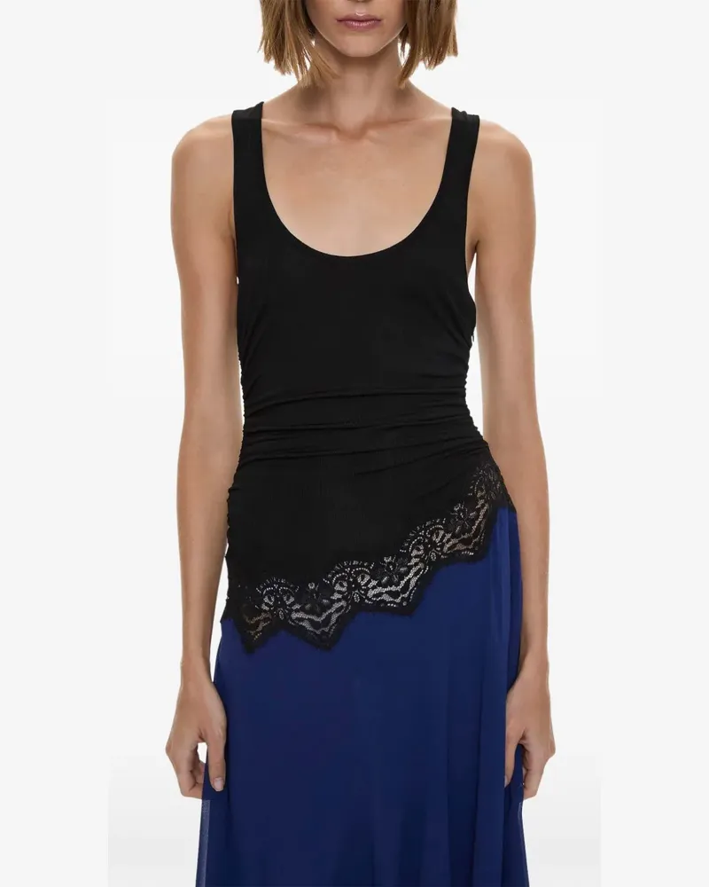 Christopher Esber Cutaway lace-panelled handkerchief-hem midi dress - Blau Blau