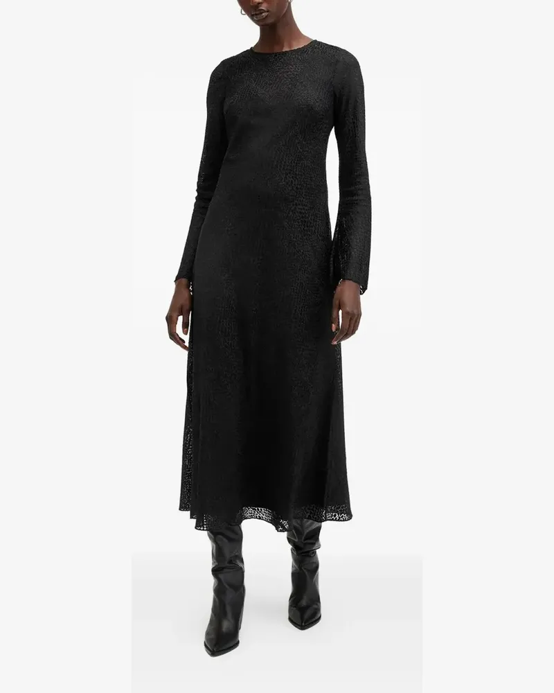 AllSaints Strukturiertes Midikleid - Schwarz Schwarz