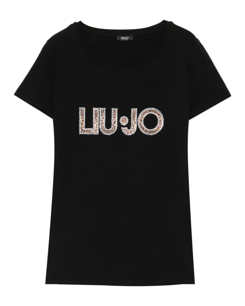 Liu Jo leopard-print logo-embellished T-shirt - Schwarz Schwarz