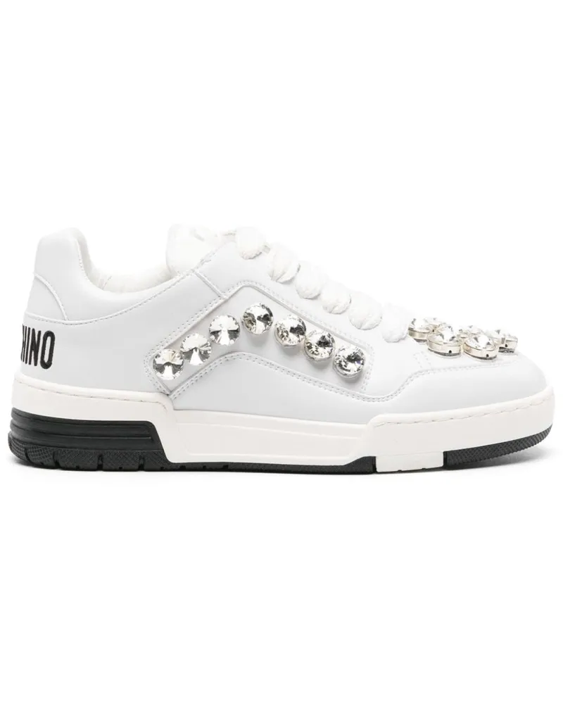 Moschino Sneakers mit Kristallen Weiß
