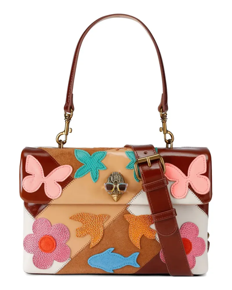 Kurt Geiger Kensington Schultertasche mit Schmetterling-Patch - Braun Braun