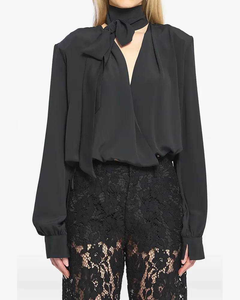 Federica Tosi Bluse in Wickeloptik - Schwarz Schwarz