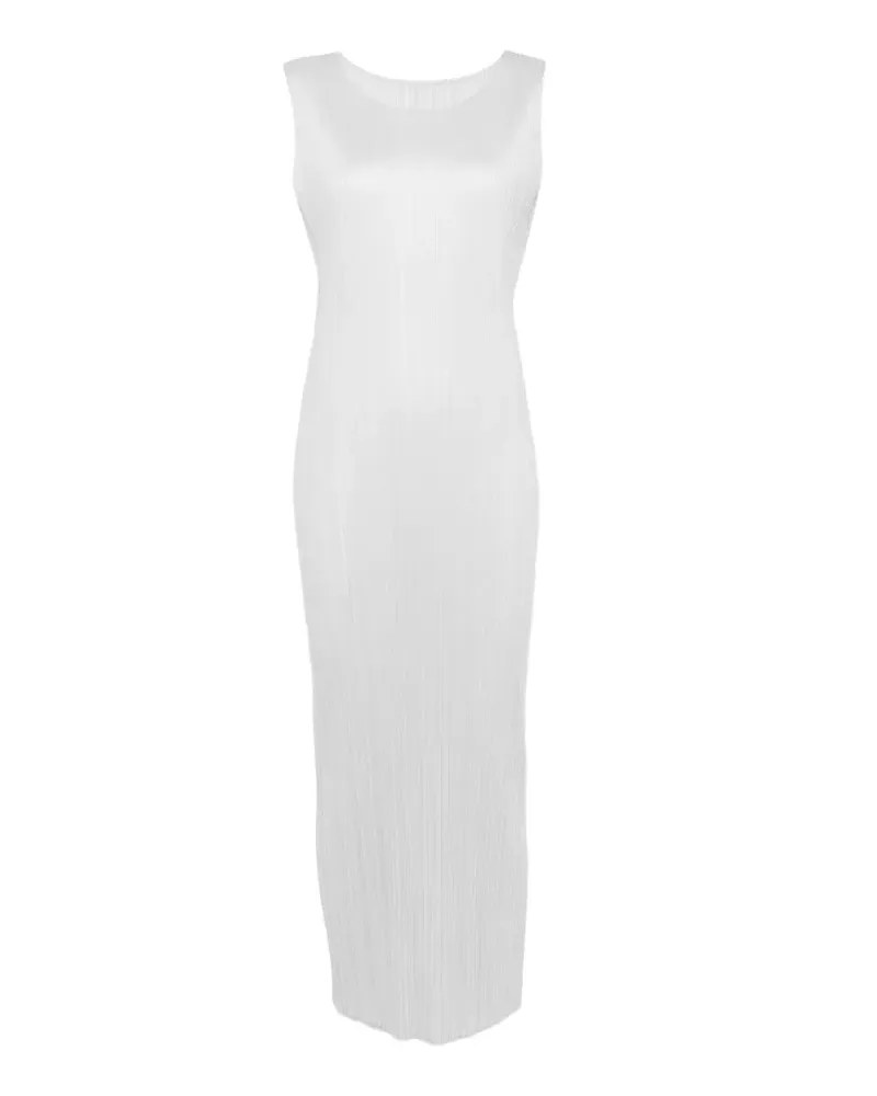 Issey Miyake Maxikleid mit Falten - Grau Grau