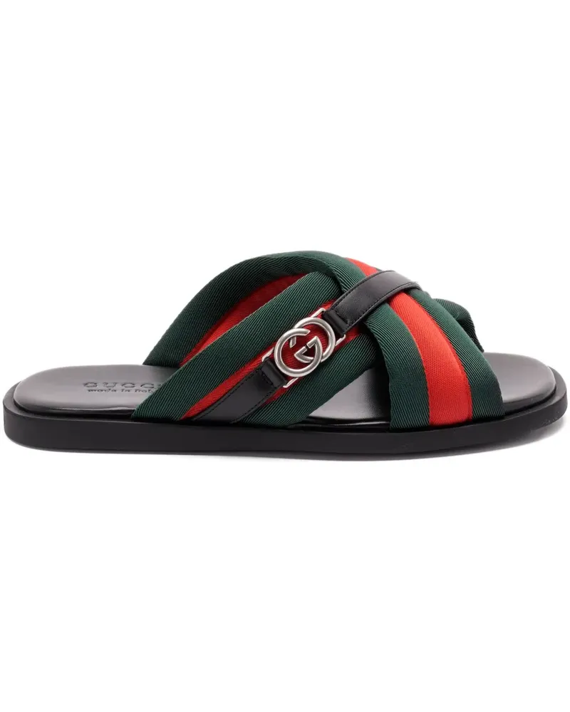 Gucci Maverik Sandalen mit Webstreifen - Schwarz Schwarz