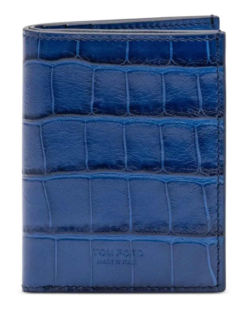 Tom Ford Kartenetui mit Kroko-Optik - Blau Blau