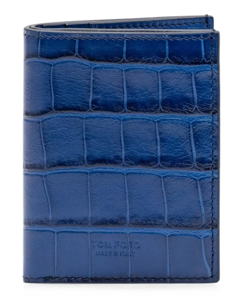 Tom Ford Kartenetui mit Kroko-Optik - Blau Blau