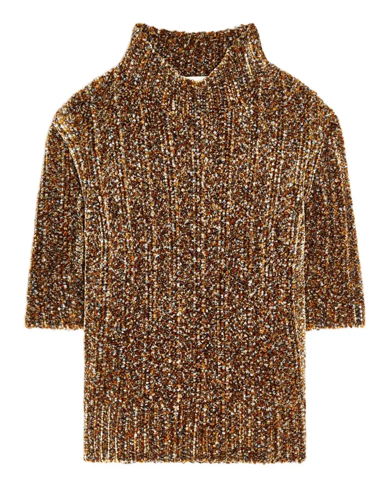 Dries van Noten Kurzärmeliger Pullover mit Stehkragen - Gelb Gelb