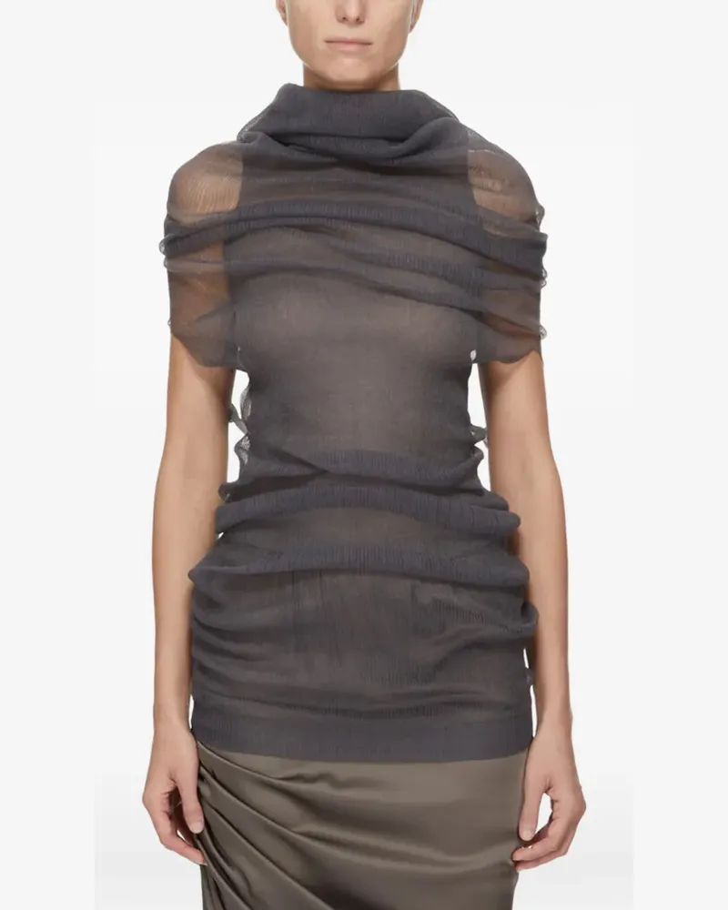 Rick Owens draped semi-sheer blouse - Grau Grau