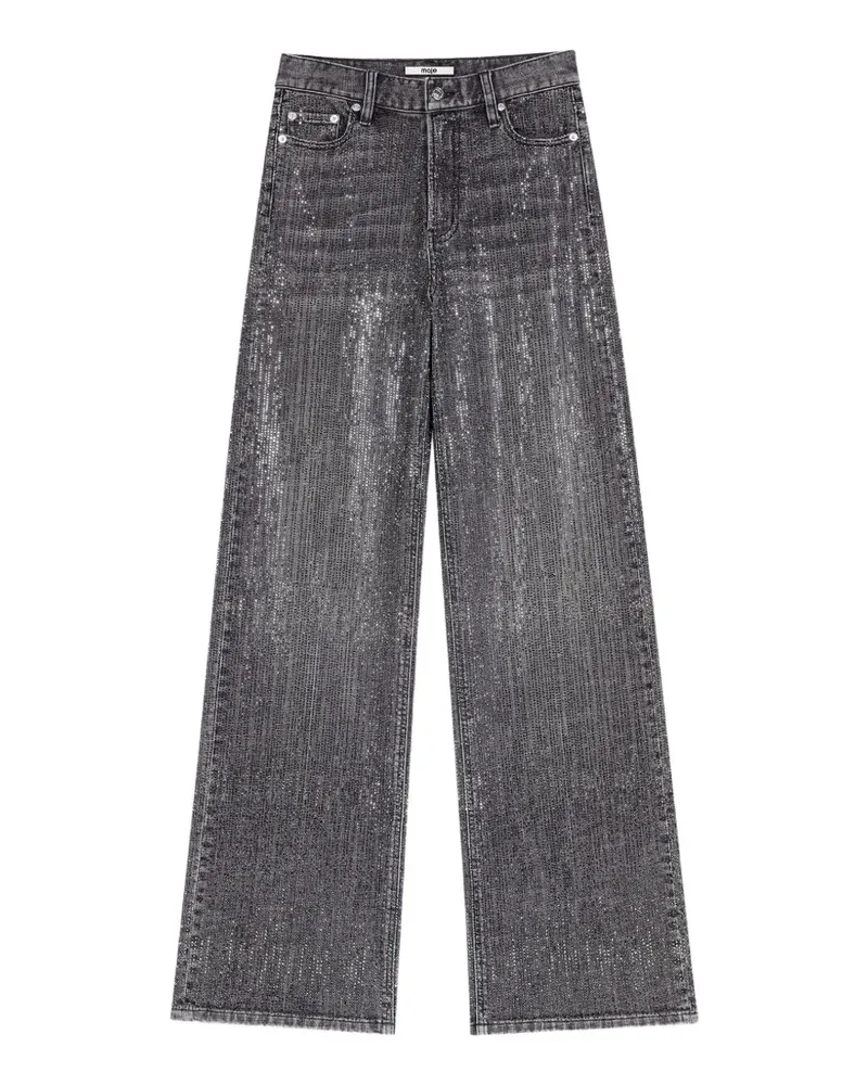Maje Wide-Leg-Jeans mit Strass - Grau Grau