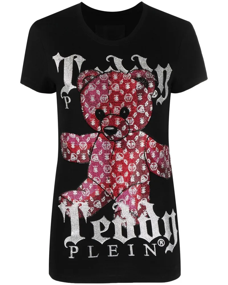 Philipp Plein T-Shirt mit Teddy-Print - Schwarz Schwarz