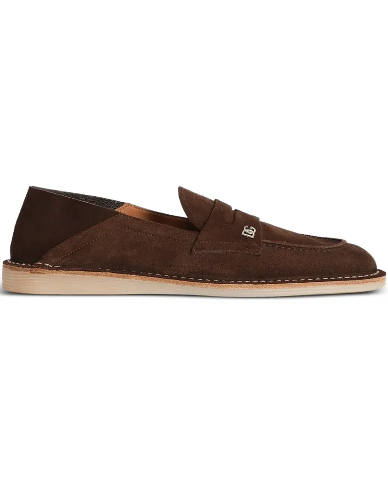 Dolce & Gabbana logo-plaque suede loafers - Braun Braun
