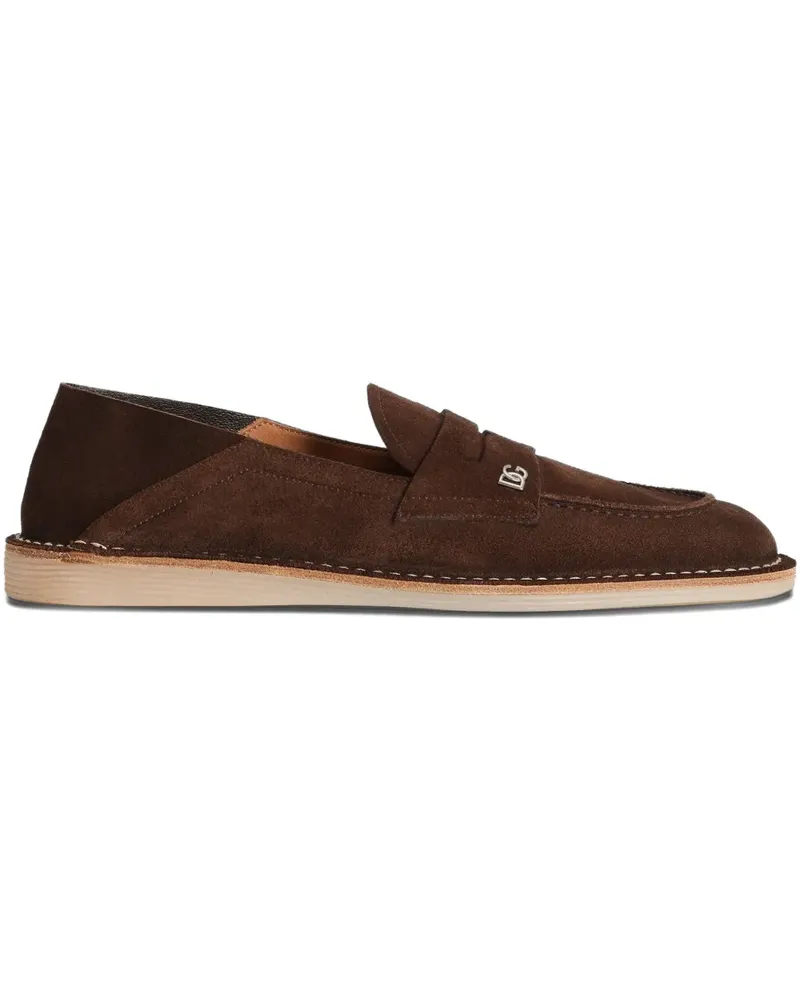 Dolce & Gabbana logo-plaque suede loafers - Braun Braun