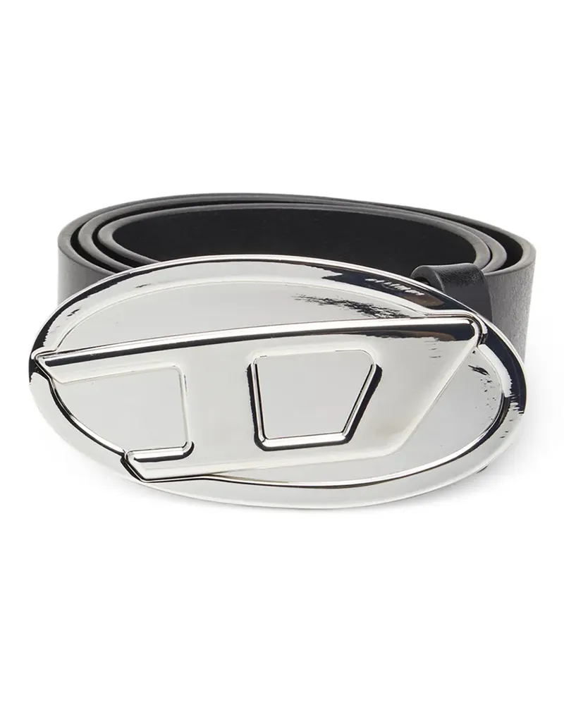 Diesel B-1DR Gürtel im Metallic-Look mit ovaler Schnalle - Schwarz Schwarz