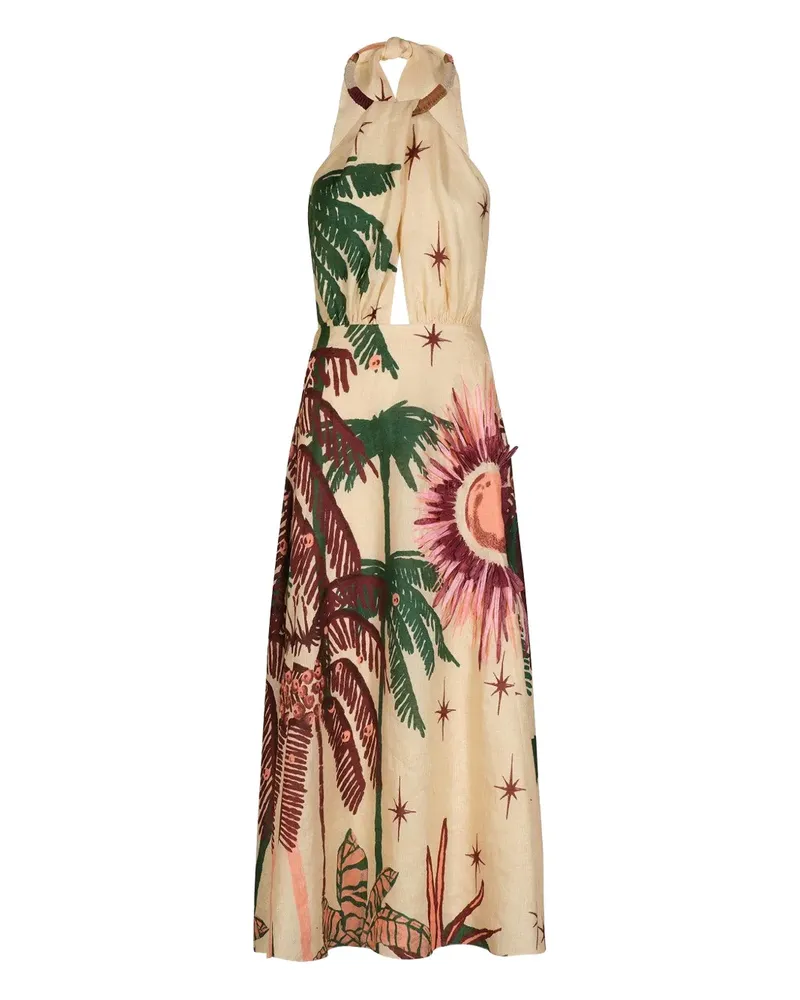 Johanna Ortiz Neckholder-Maxikleid mit Print - Nude Nude