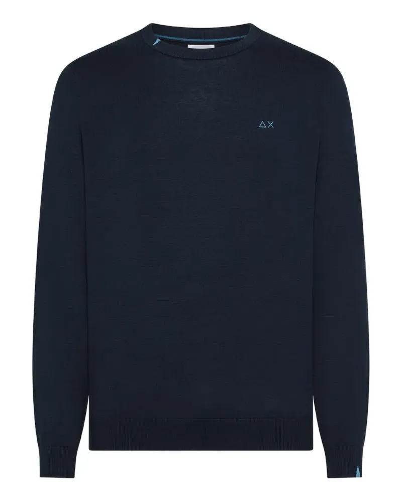 Sun68 embroidered-logo crew-neck cotton jumper - Blau Blau
