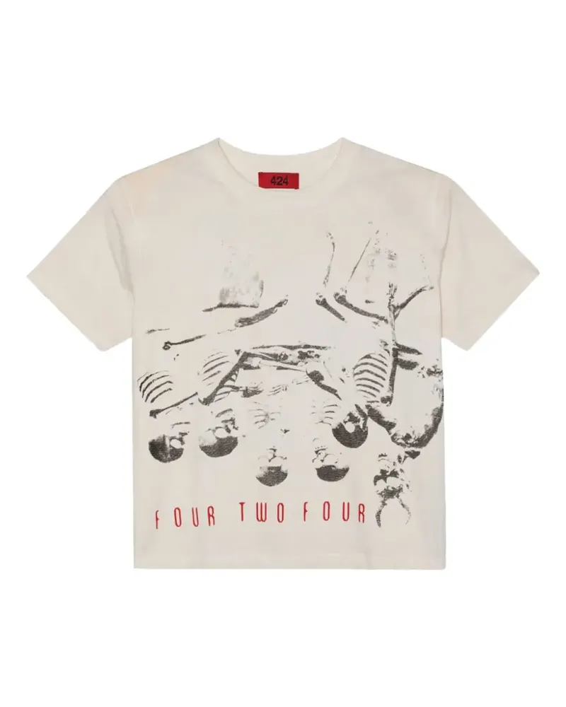 FourTwoFour on Fairfax Lounge Tee T-Shirt mit grafischem Print - Weiß Weiß