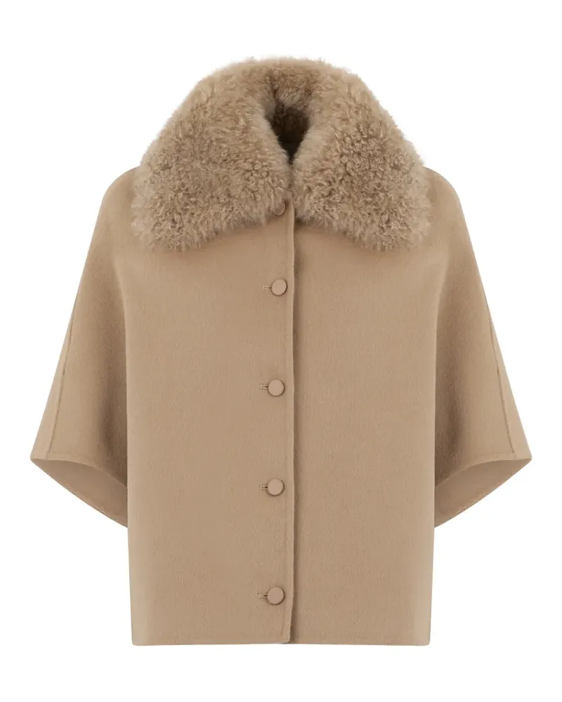 Yves Salomon shearling-collar button-front cape - Braun Braun