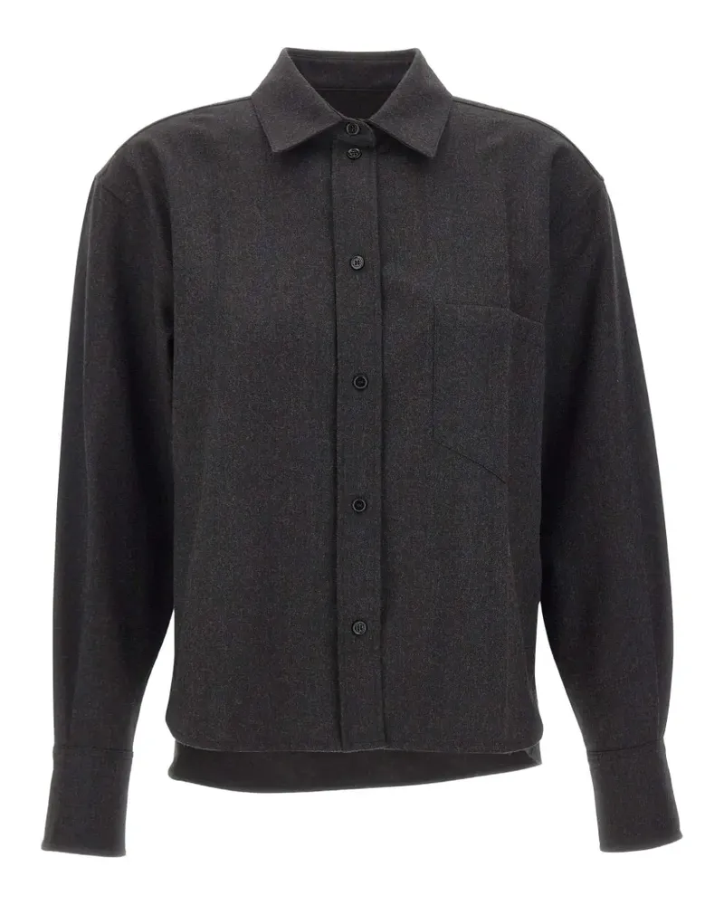 Victoria Beckham VB-embroidered cropped shirt - Grau Grau