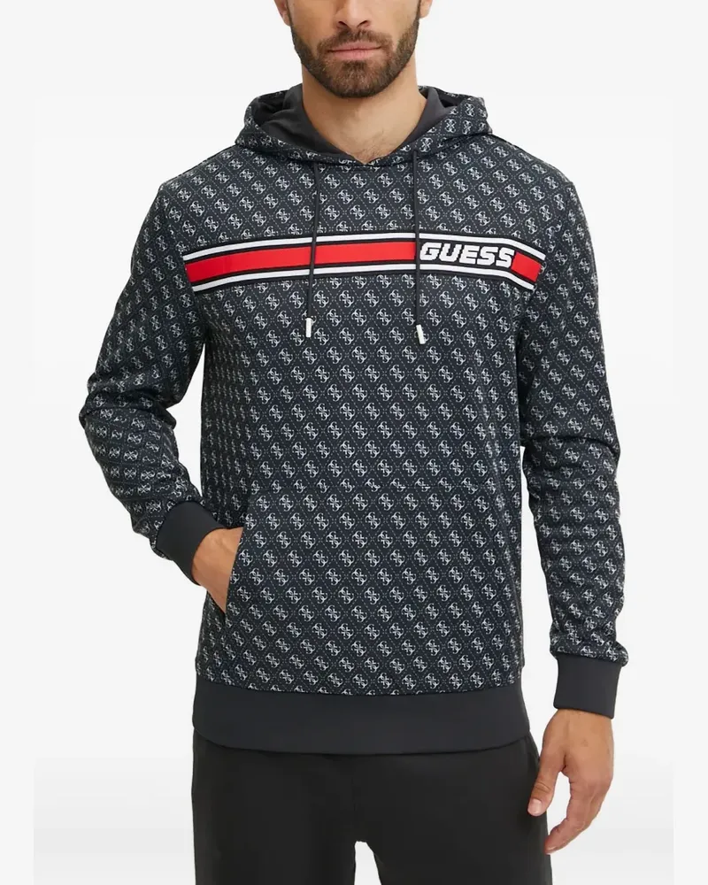 Guess Gemusterter Hoodie - Schwarz Schwarz