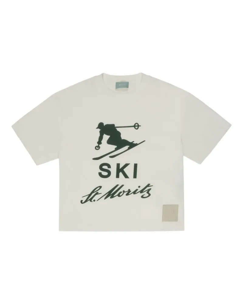 Bally St Moritz T-Shirt mit Skifahrer-Print - Weiß Weiß