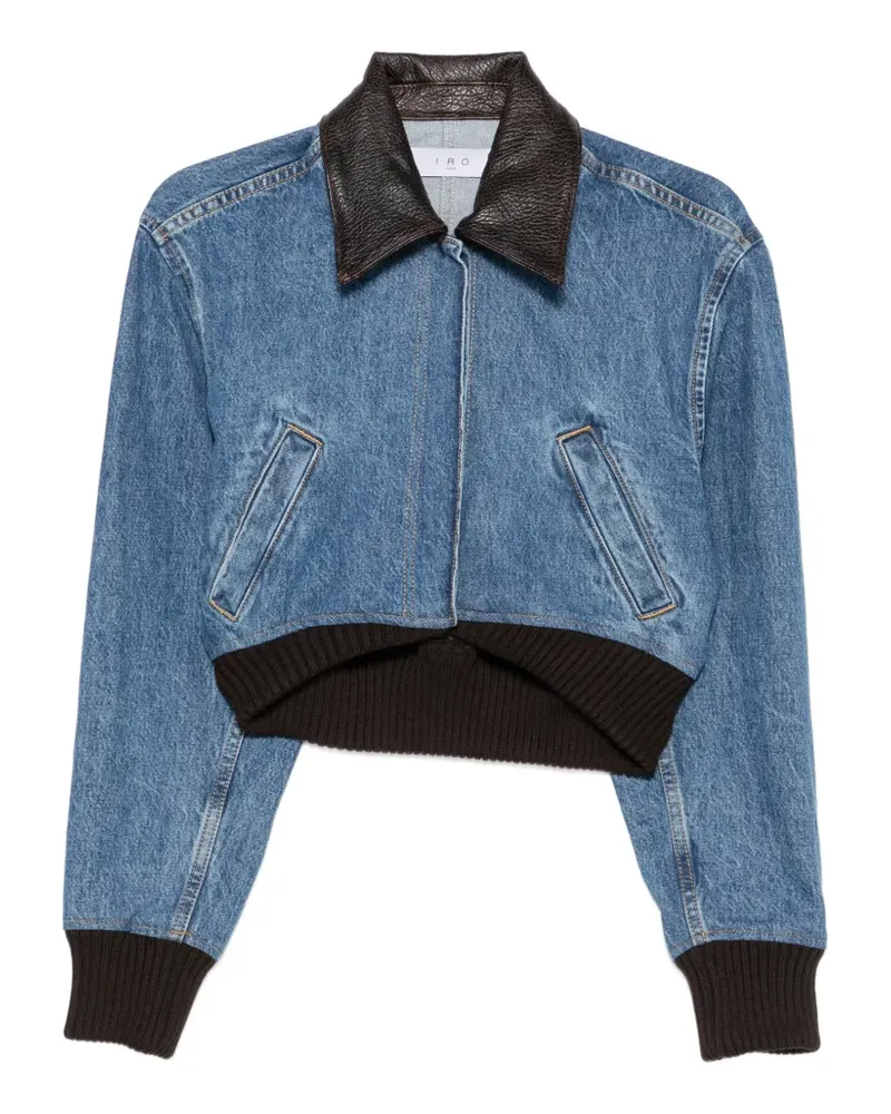 IRO Cropped-Jacke mit Kontrastkragen - Blau Blau