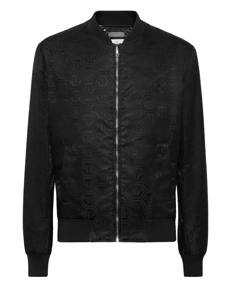 Philipp Plein Jacke mit Monogrammmuster - Schwarz Schwarz