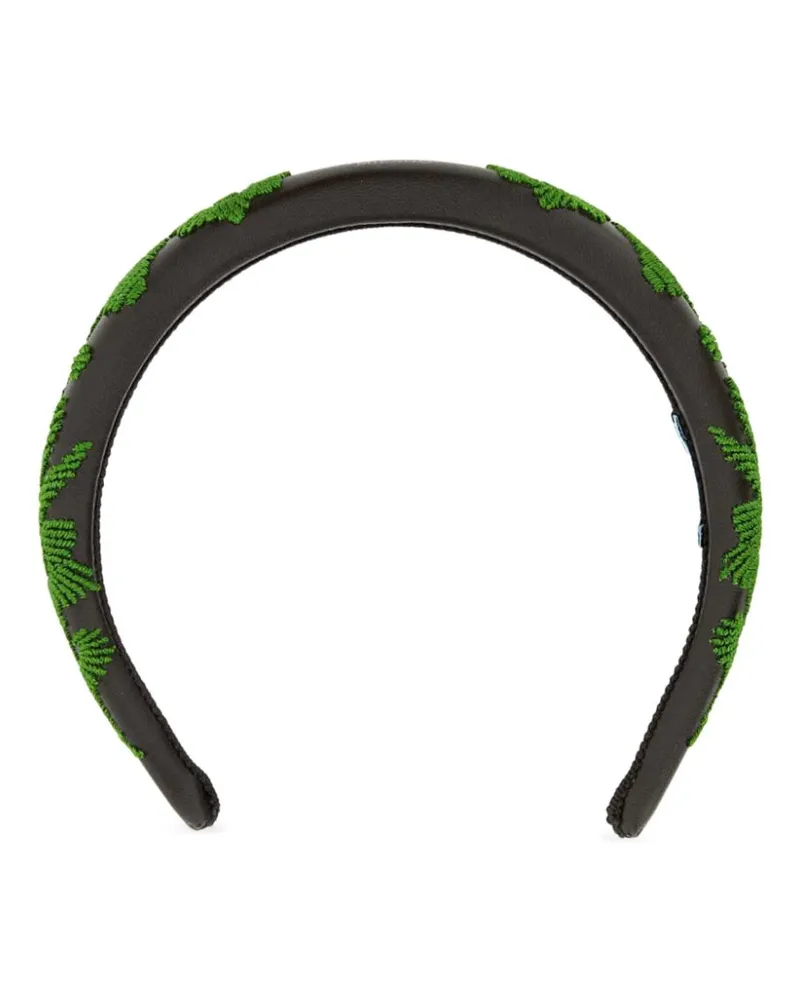 Prada Stirnband mit Blumenstickerei - Schwarz Schwarz