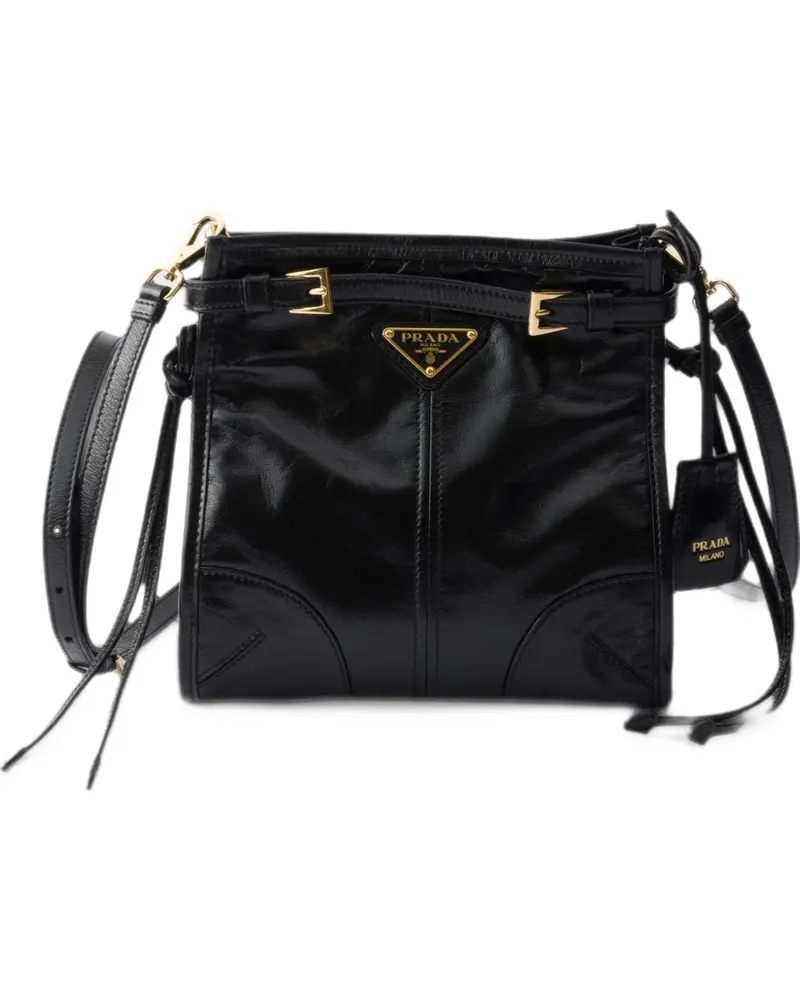 Prada Mini Bonnie Schultertasche aus Leder - Schwarz Schwarz