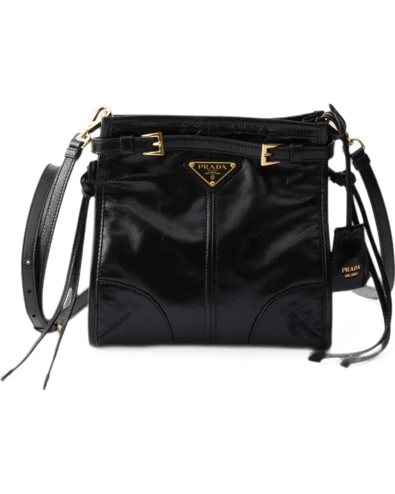 Prada Mini Bonnie Schultertasche aus Leder - Schwarz Schwarz