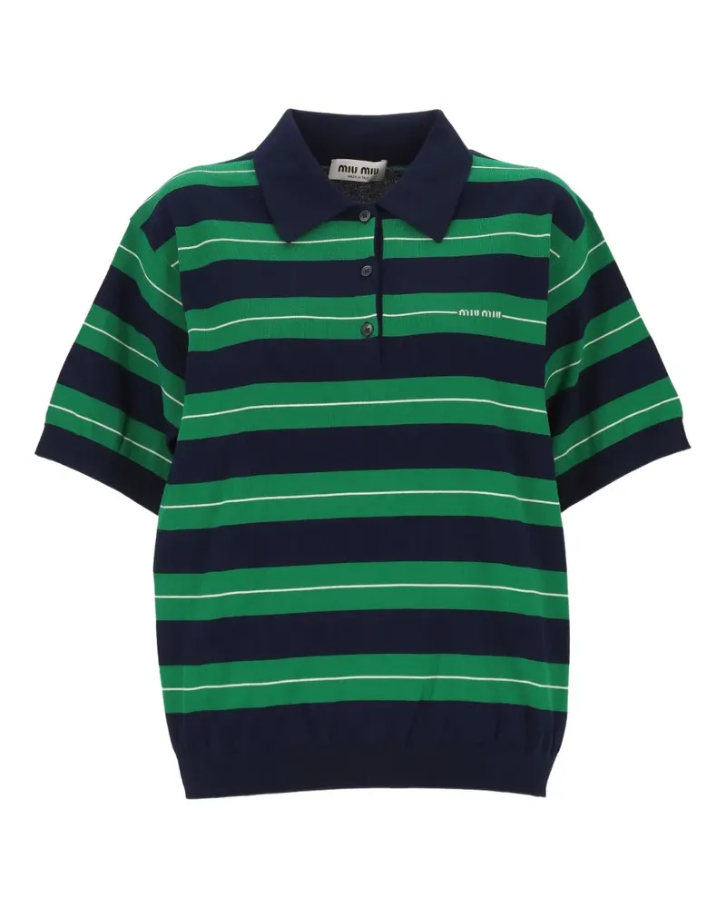 Miu Miu Gestreiftes Poloshirt - Blau Blau